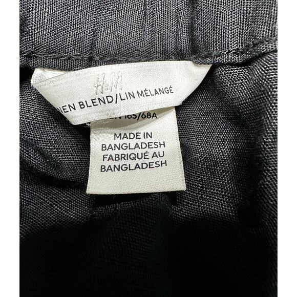 H&M Women's Size 4 Linen Blend Black Wide Leg Pants - Picture 7 of 7